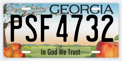 GA license plate PSF4732