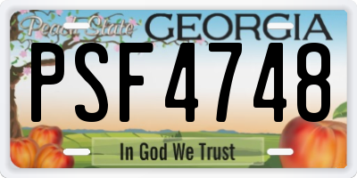 GA license plate PSF4748