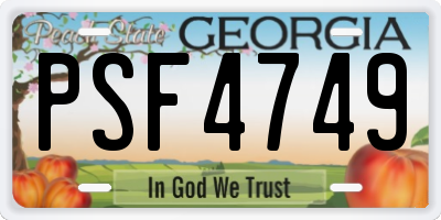 GA license plate PSF4749