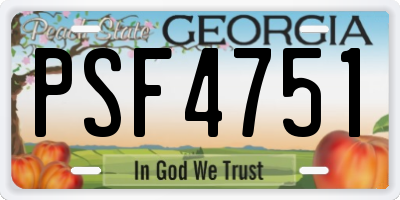 GA license plate PSF4751