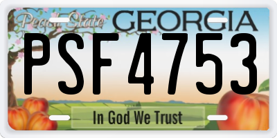 GA license plate PSF4753