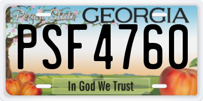 GA license plate PSF4760