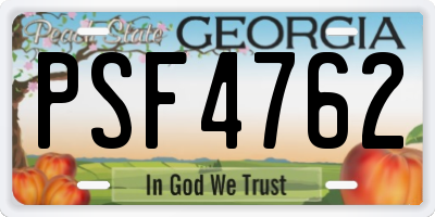 GA license plate PSF4762