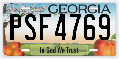 GA license plate PSF4769