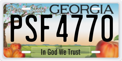GA license plate PSF4770