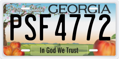 GA license plate PSF4772