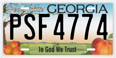 GA license plate PSF4774