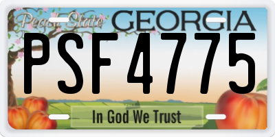 GA license plate PSF4775