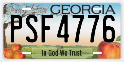GA license plate PSF4776