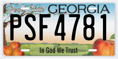 GA license plate PSF4781