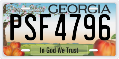 GA license plate PSF4796