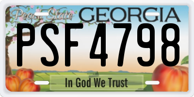 GA license plate PSF4798