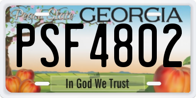 GA license plate PSF4802