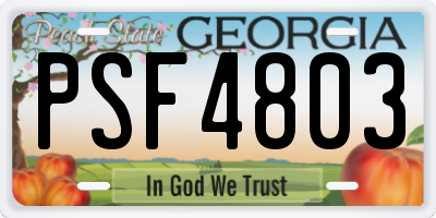 GA license plate PSF4803