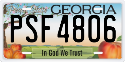 GA license plate PSF4806