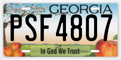 GA license plate PSF4807