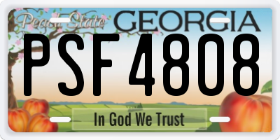 GA license plate PSF4808