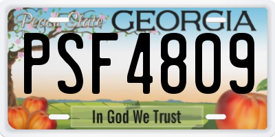 GA license plate PSF4809