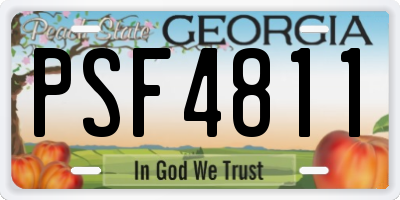 GA license plate PSF4811