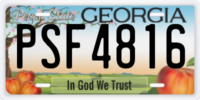 GA license plate PSF4816