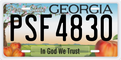 GA license plate PSF4830