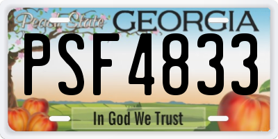 GA license plate PSF4833