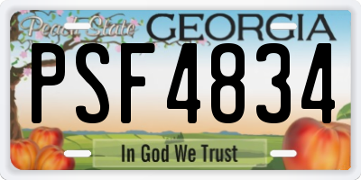 GA license plate PSF4834