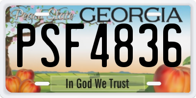 GA license plate PSF4836