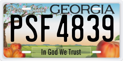 GA license plate PSF4839