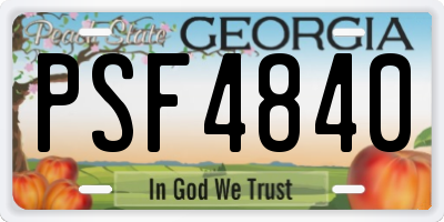 GA license plate PSF4840
