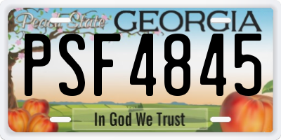GA license plate PSF4845