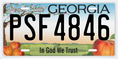 GA license plate PSF4846