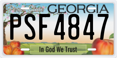 GA license plate PSF4847