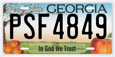 GA license plate PSF4849