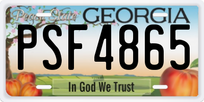 GA license plate PSF4865