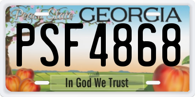 GA license plate PSF4868