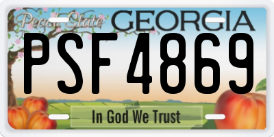 GA license plate PSF4869
