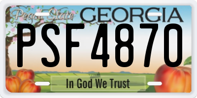 GA license plate PSF4870