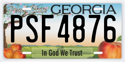 GA license plate PSF4876