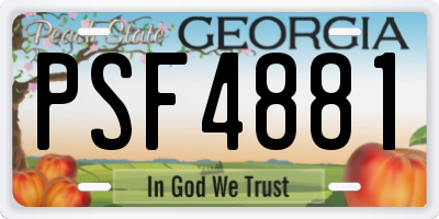 GA license plate PSF4881