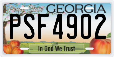 GA license plate PSF4902