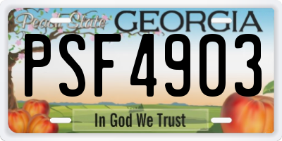 GA license plate PSF4903