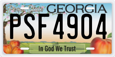 GA license plate PSF4904