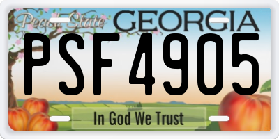 GA license plate PSF4905