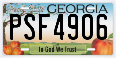 GA license plate PSF4906
