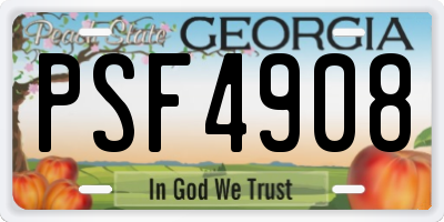 GA license plate PSF4908