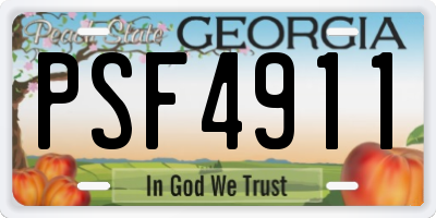GA license plate PSF4911