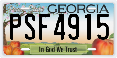 GA license plate PSF4915