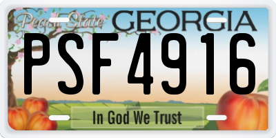 GA license plate PSF4916