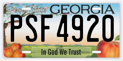 GA license plate PSF4920